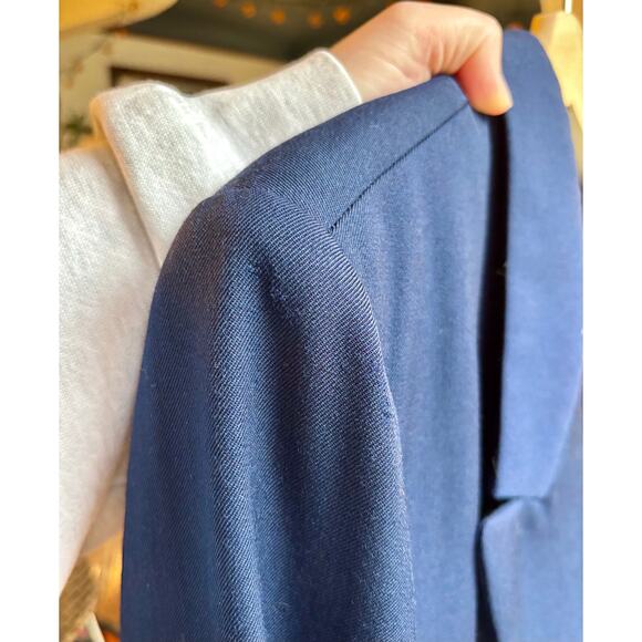 Vintage Navy Blue Wool Oversized Double Breasted Blazer- Size L/XL, Preppy - Picture 3 of 8